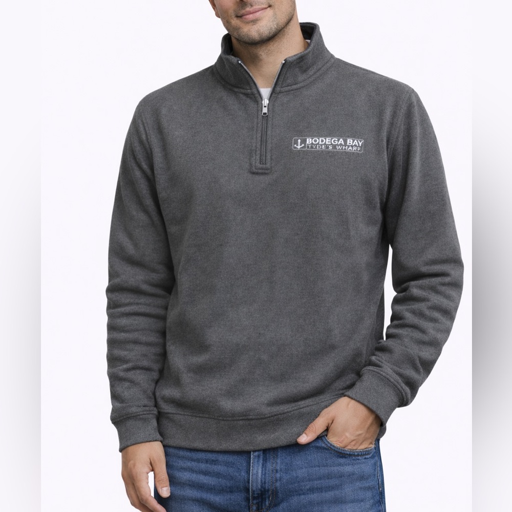 Vintage Men's Gray Half-Zip Sweater